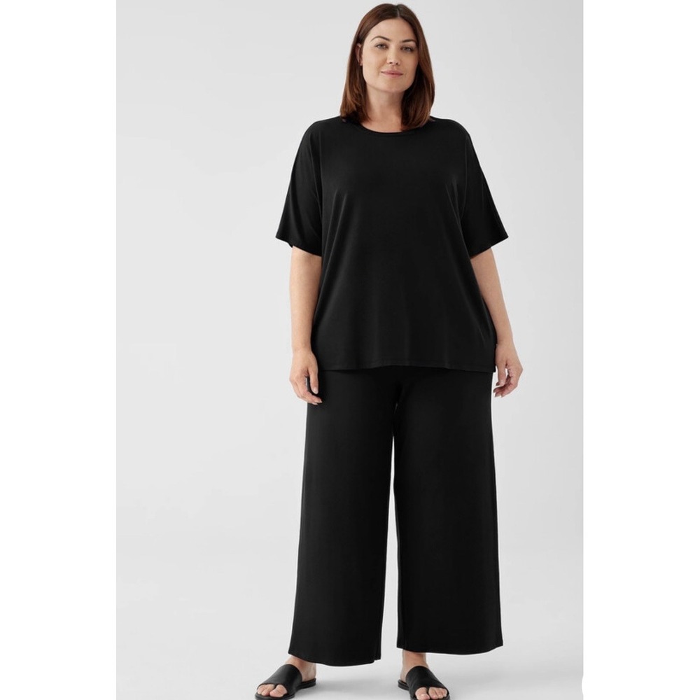 Eileen Fisher Stretch Jersey Tencel Lyocell Knit Crew‎ Neck Tee Size XL